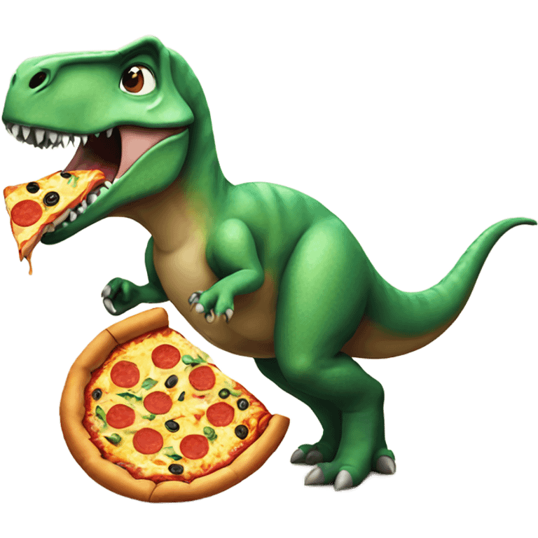 dinosaur eating pizza emoji