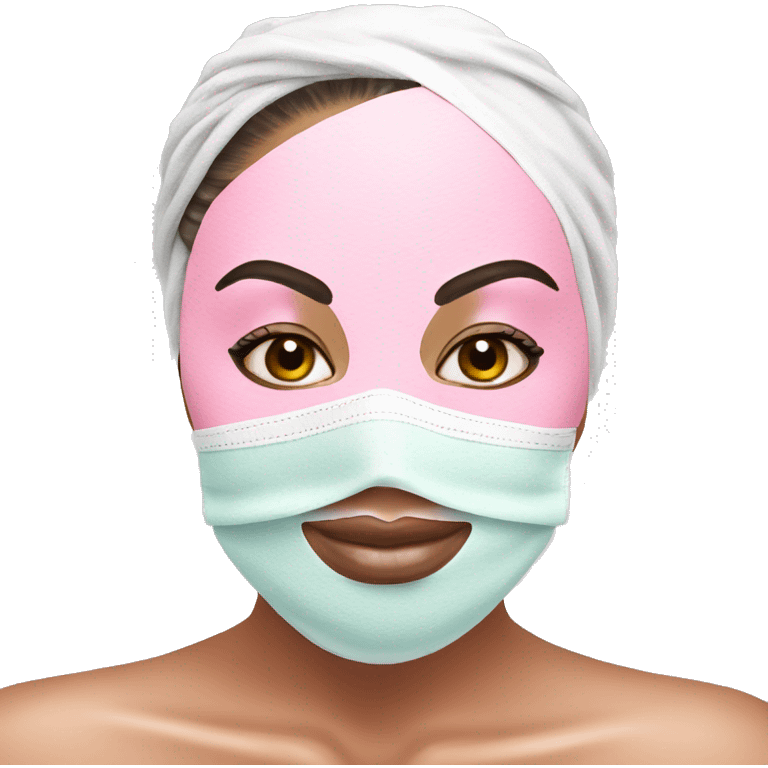 Lady with pink face mask spa beauty full face relaxing emoji