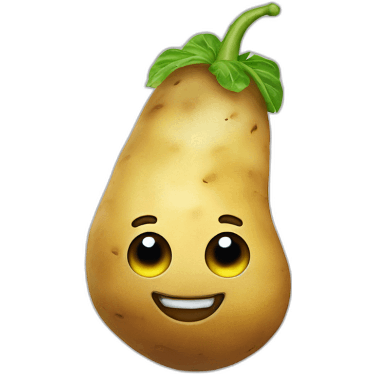 Potato with unicorn horn and smiling face emoji