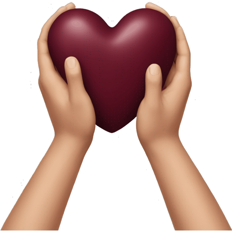 Burgundy heart in hands emoji