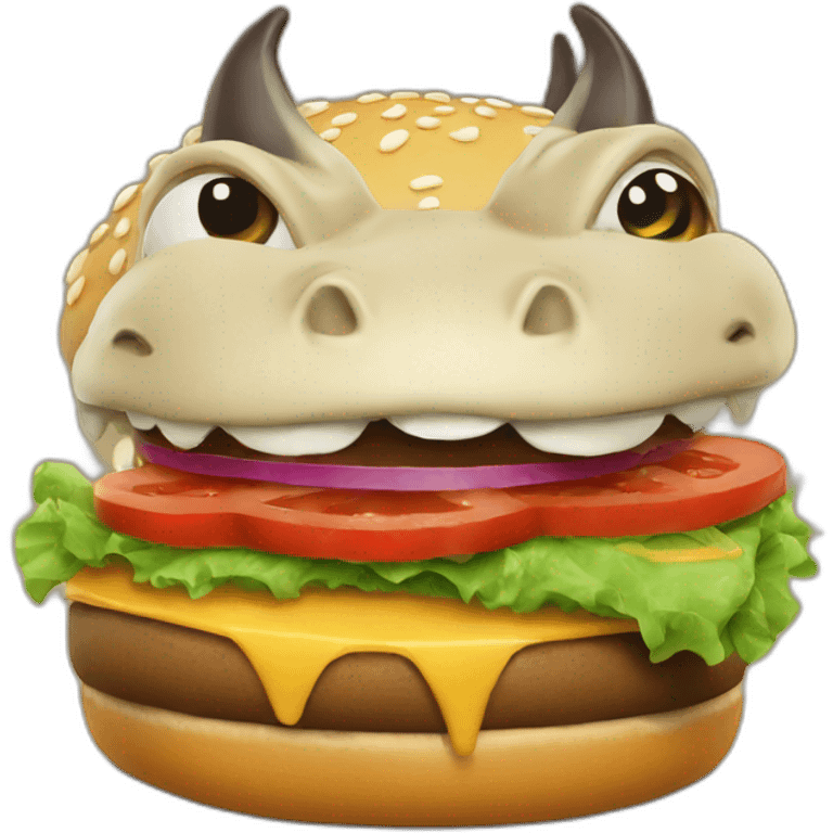 Dragon qui mange un burger emoji