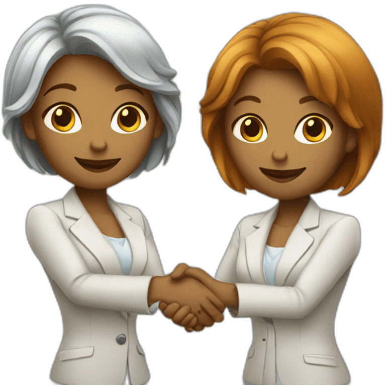 two white business women with different hair colors shaking hands emoji