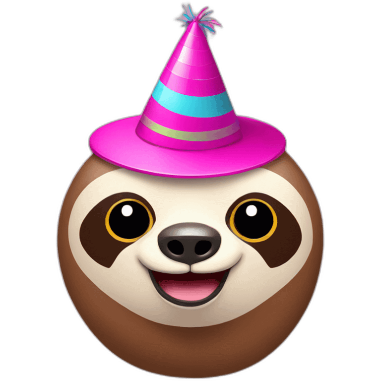 Pink sloth with party hat emoji