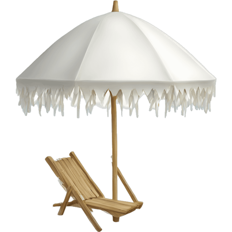 White beach umbrella with short white tassels and a straight wooden pole emoji