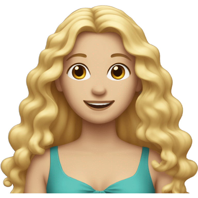 White woman, long hair, blonde hair, wavy hair, birthday emoji