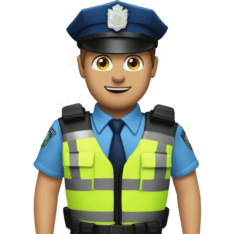 Police office with uk police gear - high vis vest emoji