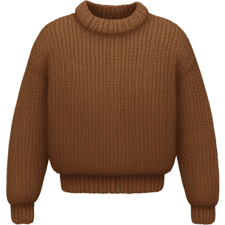 Brown cropped oversize wool sweater, isolated emoji