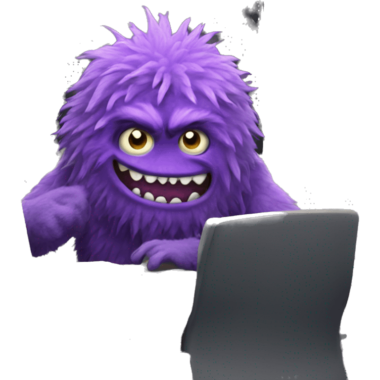 Purple monster working in office emoji