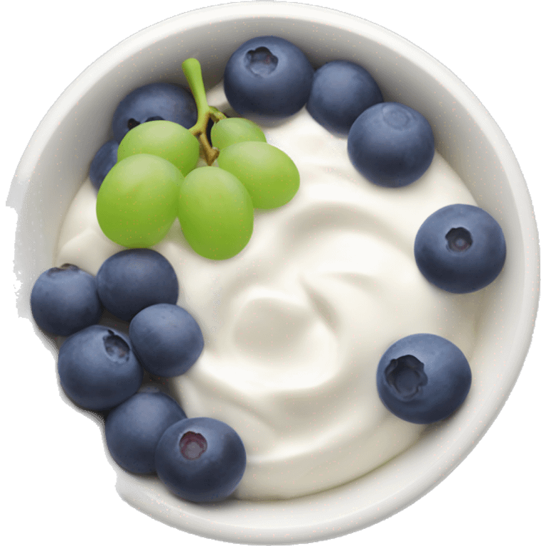 yoghurt bowl with grapes and blueberries emoji