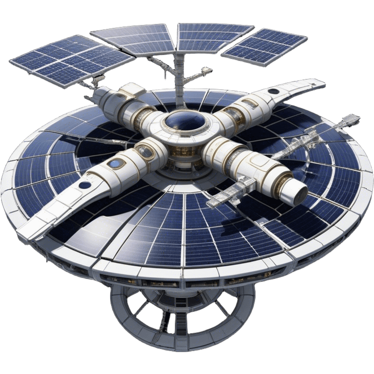  Cinematic Realistic Space Station – A highly detailed, sprawling orbital station with complex solar panels and intricate docking modules. The metallic structure glows faintly from reflected sunlight, with the curvature of Earth and the deep blackness of space in the background. emoji