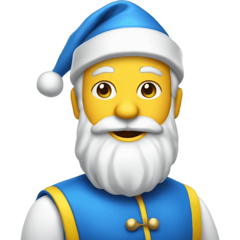 Santa claus wearing blue and yellow outfit emoji