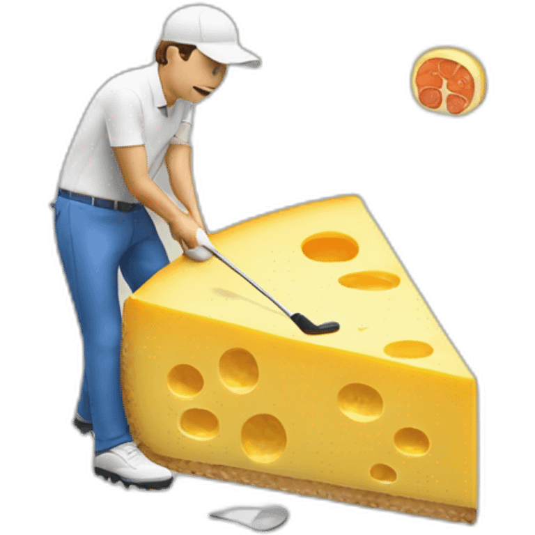 golf putting on a slice of cheese emoji