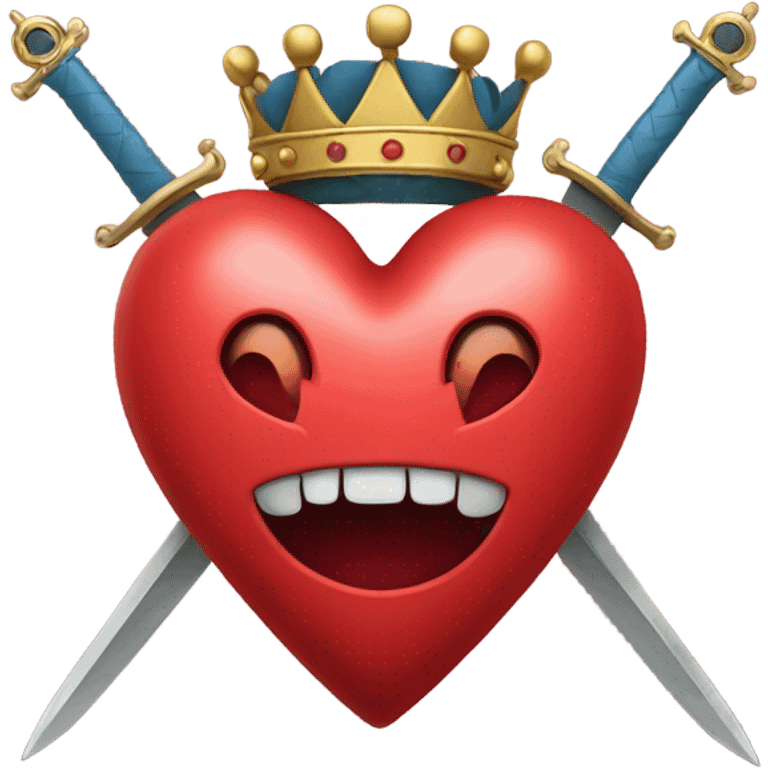 Heart with a crown and three swords in it emoji