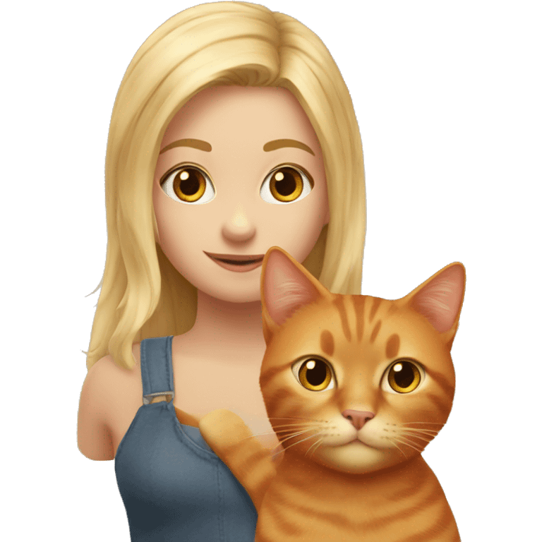 red cat with a girl with blond hair emoji