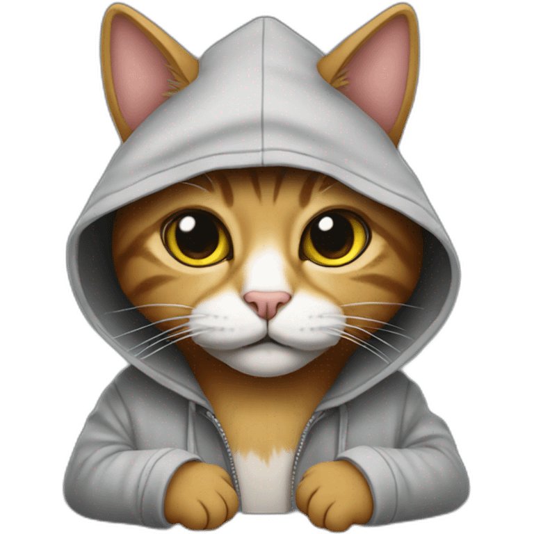 cat hacker wearing hoodie emoji