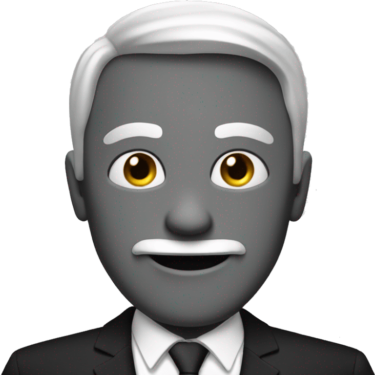 man character in black suit facing us, smile,  emoji