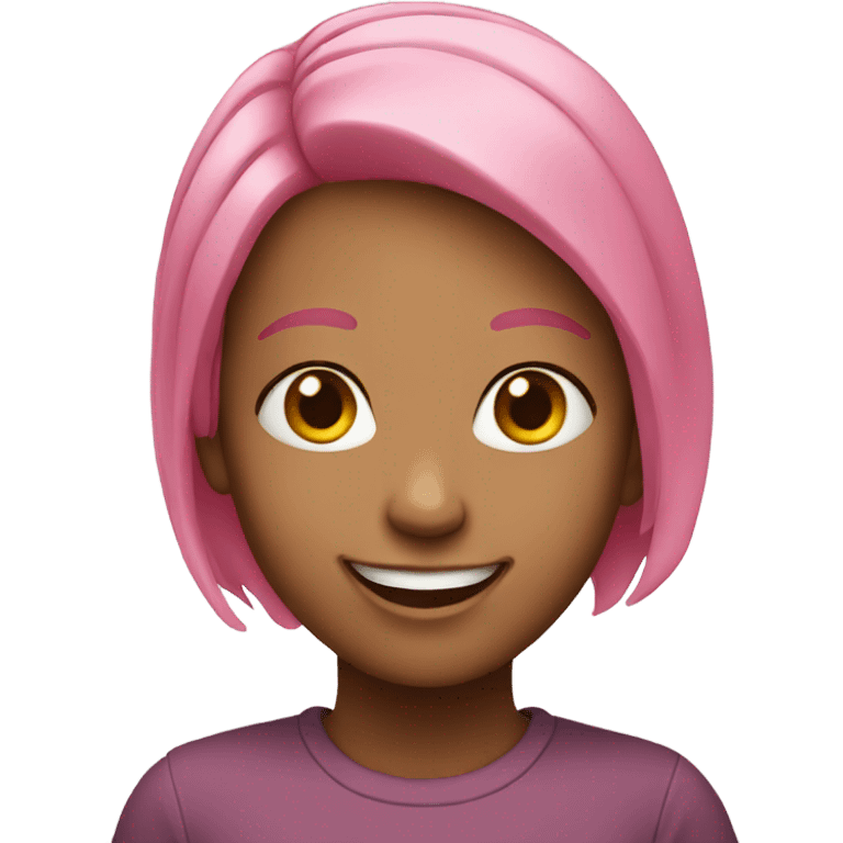 smiling girl with pink hair emoji