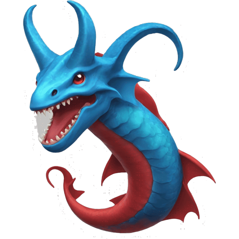 Christian beautiful Leviathan with blue and red horns emoji