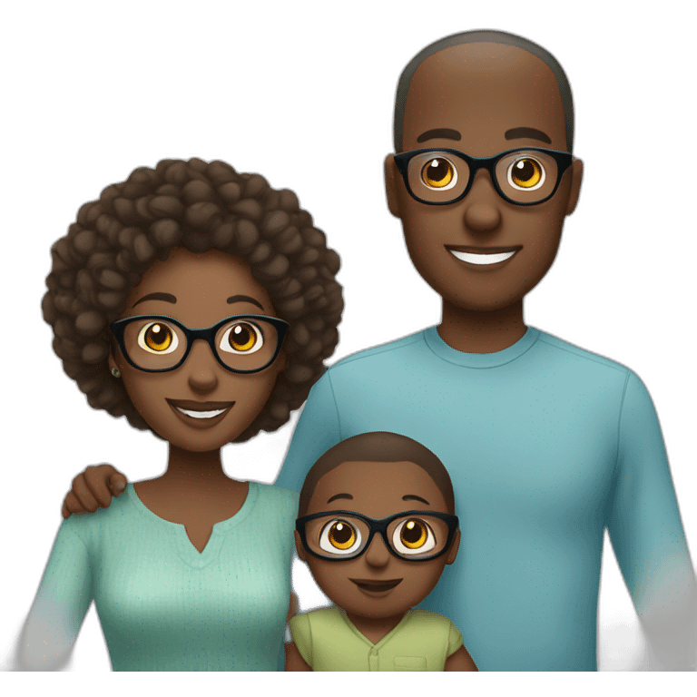 African couple wearing eyeglasses with baby boy emoji