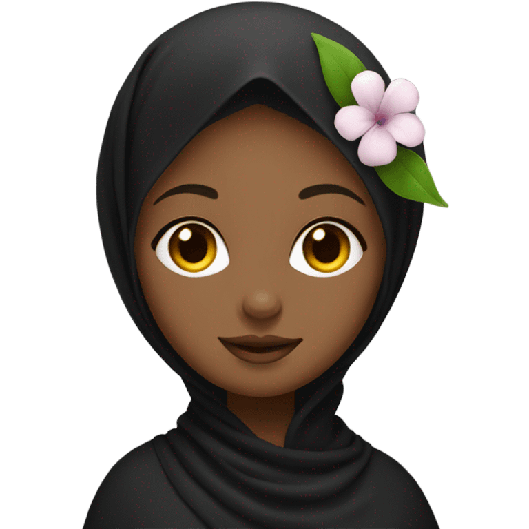 black hijab girl with flower on her hea emoji