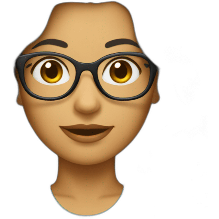 Mulher morena, cabelo medio ondulado, de óculos de grau emoji