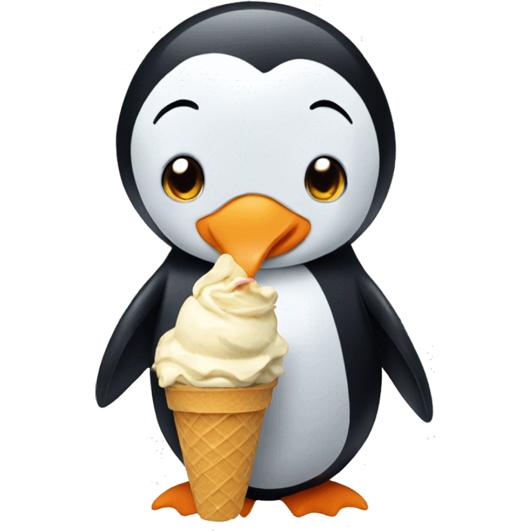 Penguin eating ice cream  emoji