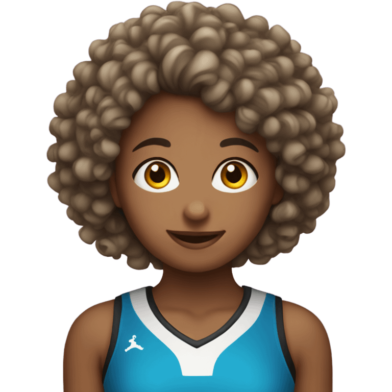 curly haired girl playing netball emoji