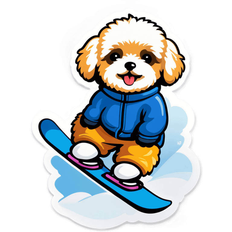 Maltipoo on skis emoji