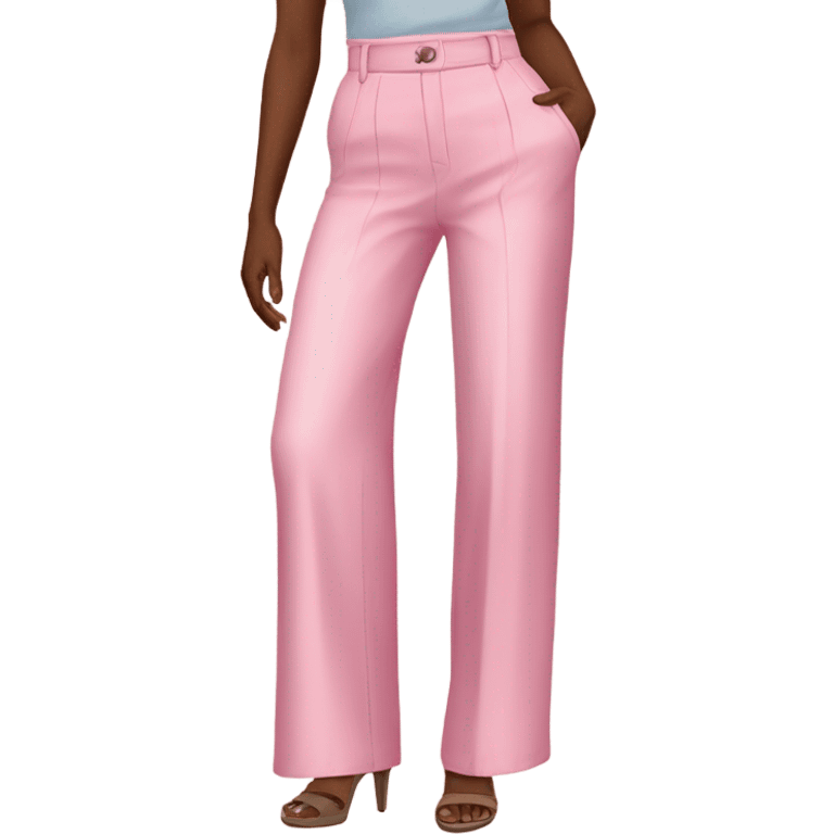 Realistic isolated pair of high waist long wide leg dressy casual pants in pink emoji