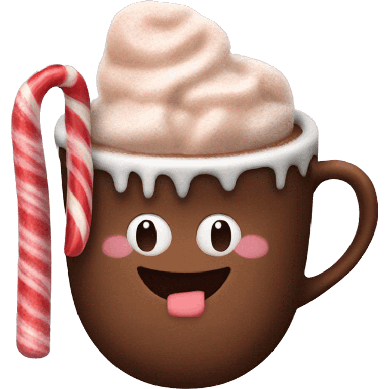 Hot cocoa with candy canes emoji