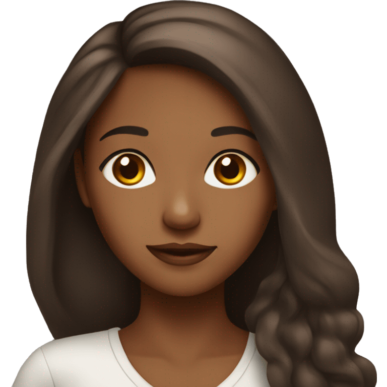 Brown girl with brown long hair and dark brown eyes portrait emoji