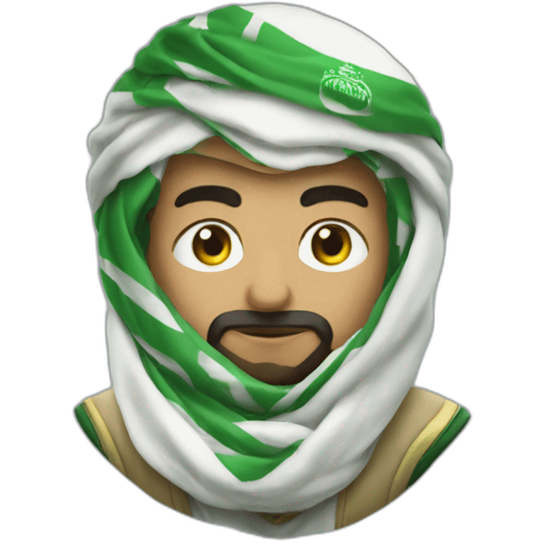 SAUDI AL-AHLI FOOTBALL CLUB FAN WEARING SCARF emoji