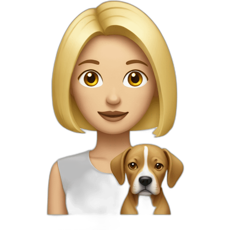 Blond lady with shoulder length bob haircut and a Pitbull dog emoji