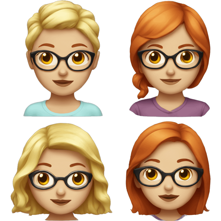 Red head chubby girl with blonde girl with glasses emoji