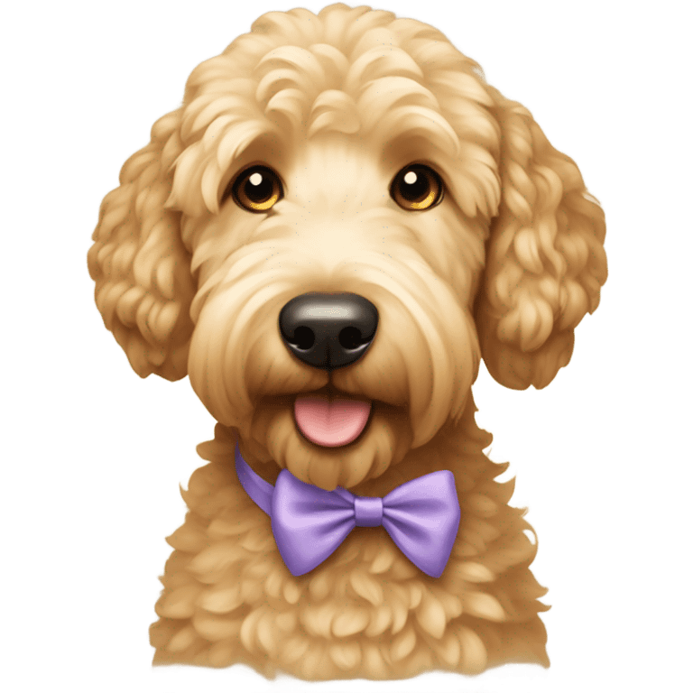 Golden doodle with a bow in her hair emoji