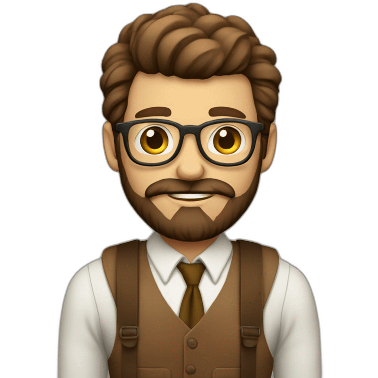 hombre con barba hipster y pelo castaño emoji