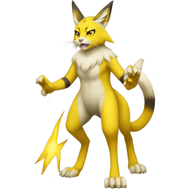 Yellow lombax-Zeraora-Renamon-cat full body emoji