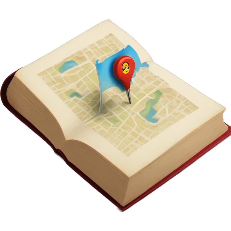 map pin in an open book emoji