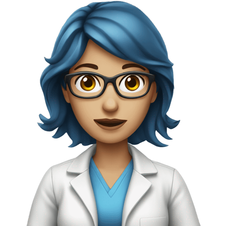 Brunette scientist woman Blue eyes emoji