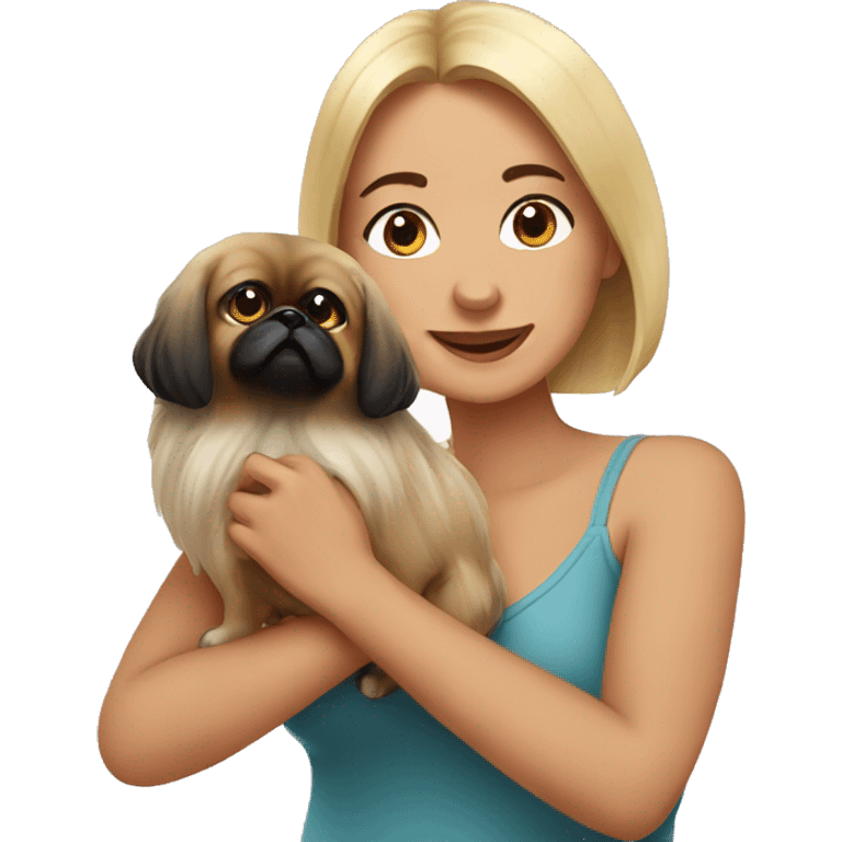 Women with Pekingese emoji