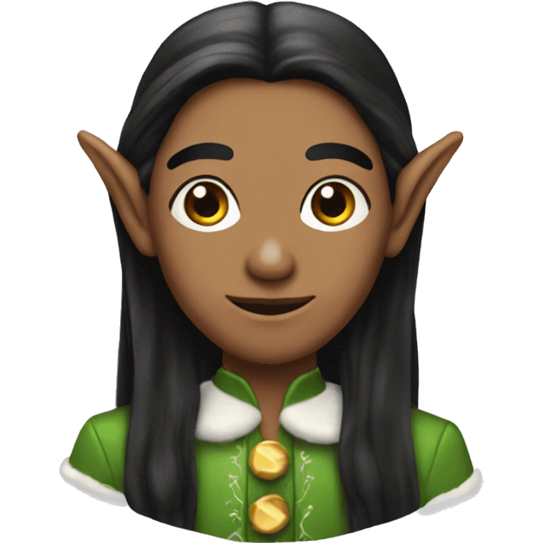 Elf gift with long black hair emoji