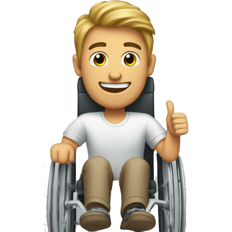 a guy in a wheelchair showing thumbs up emoji