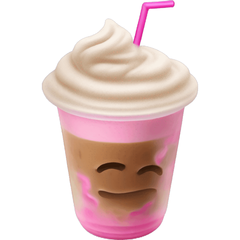 Iced coffee with cold foam and pink accents  emoji