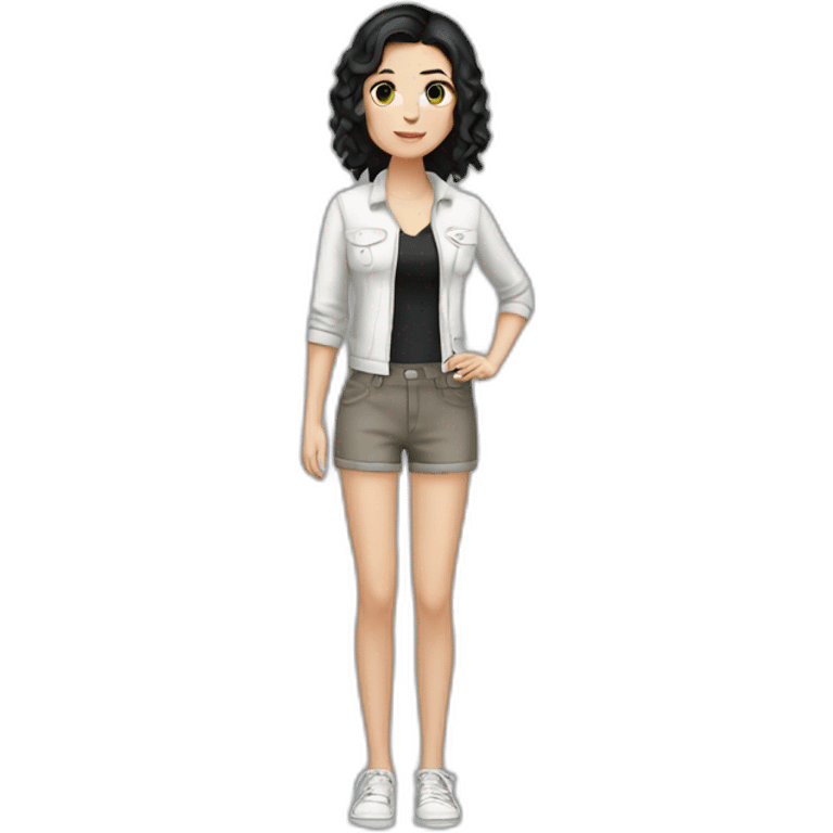 white girl with black hair, full body emoji