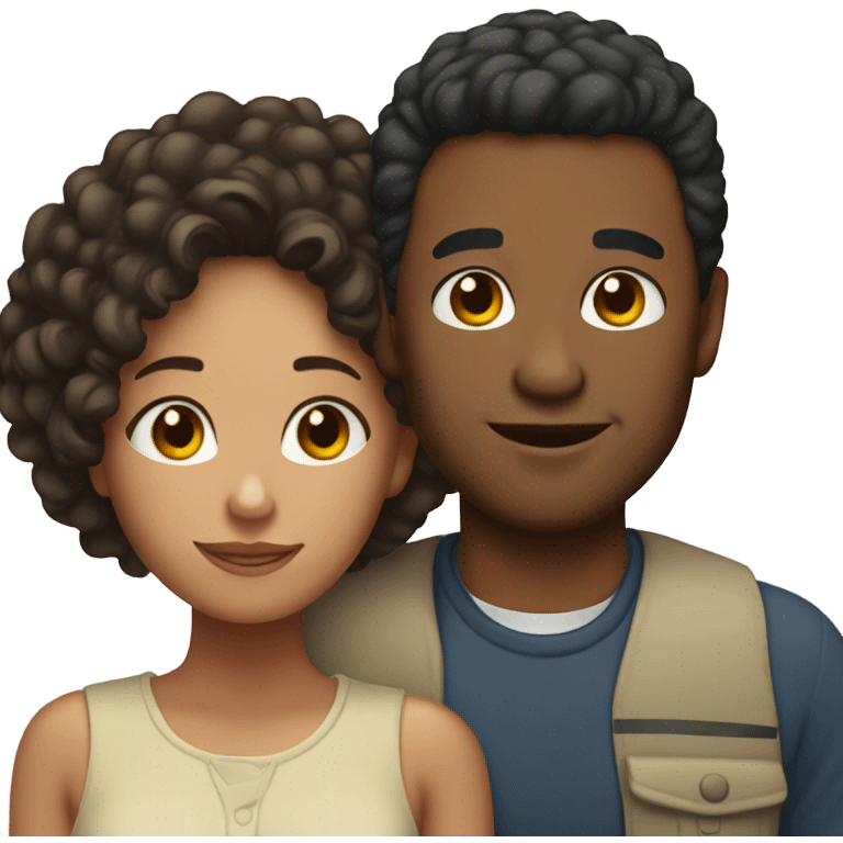 Biracial couple posing emoji