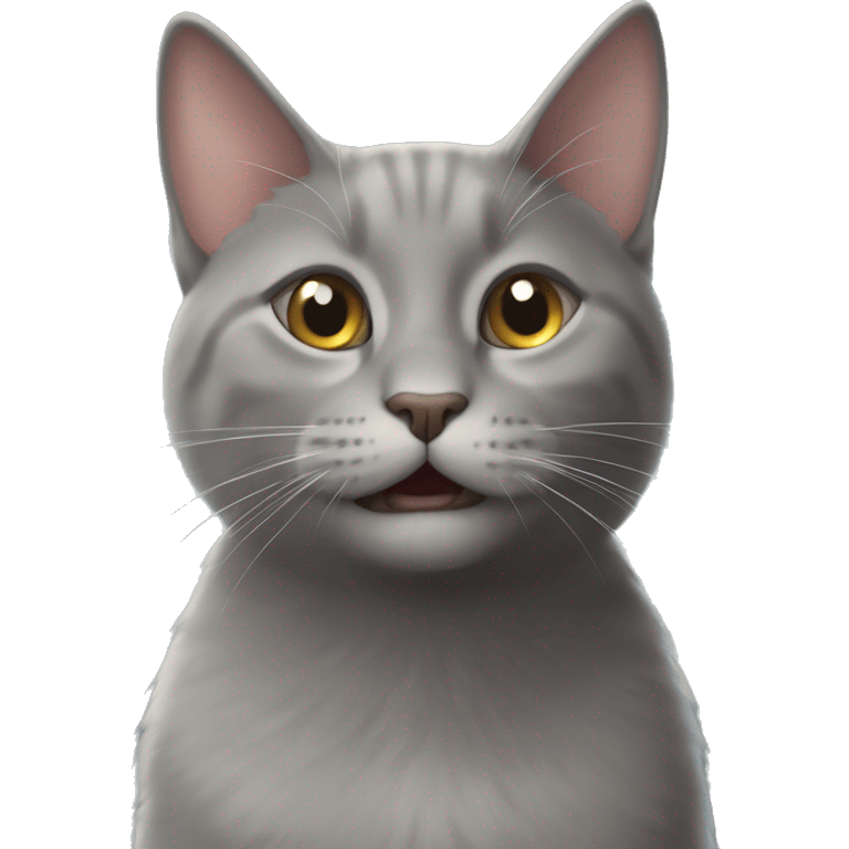 grey cat happy near door say goodbaye emoji