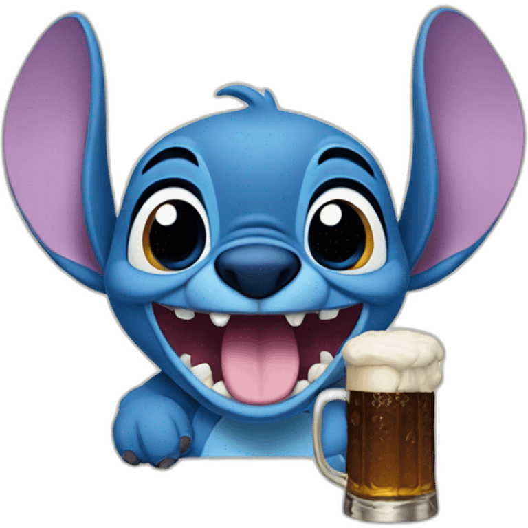 Stitch de Disney qui bois une bière emoji