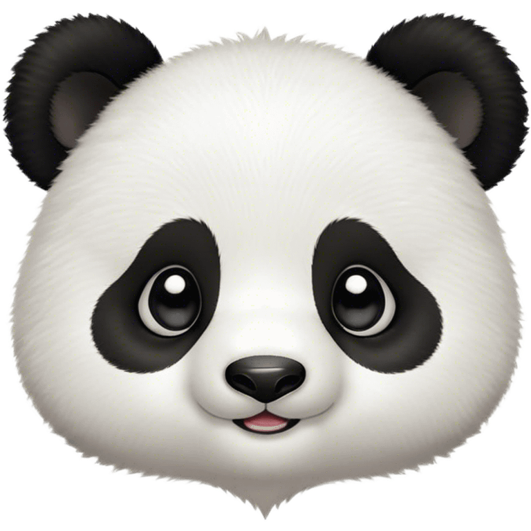 Cinematic Cute Baby Panda Portrait Emoji, Head tilted playfully and inquisitively, featuring an irresistibly fluffy, black and white Fur with an extra dose of cuddliness, round, sparkling eyes filled with boundless curiosity, Simplified yet adorably endearing features, highly detailed, glowing with a warm, friendly glow, high shine, affectionate and playful, stylized with a touch of playful charm, bright and heartwarming, soft glowing outline, capturing the essence of a mischievous yet loving baby panda, so playful it feels like it could tumble out of the screen into your arms! emoji