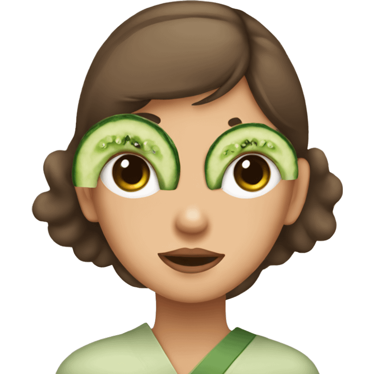 girl with cucumbers on her eyes eating sushi emoji