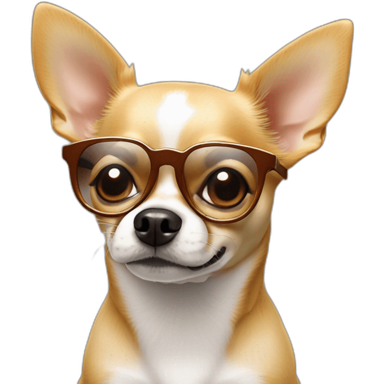 Perro chihuahua con lentes emoji